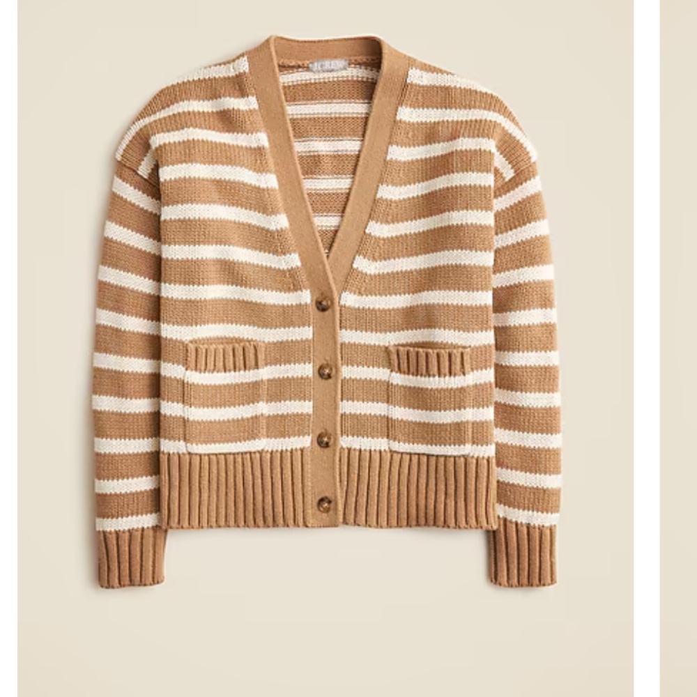 JCrew Heritage cotton relaxed cardigan in stripe Small